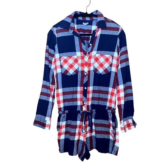 Aerie - Petite Small - Red White Blue Plaid Romper - Great Condition! - Picture 1 of 15